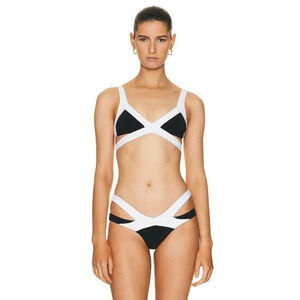 AGENT PROVOCATEUR Mazzy Bikini Top in Black  White 2 New Womens Swimsuit